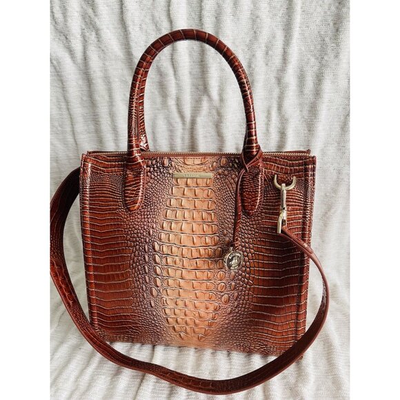 NWT BRAHMIN Ombre Mini Melbourne Collection Whiskey Caroline Satchel Bag - Picture 3 of 8
